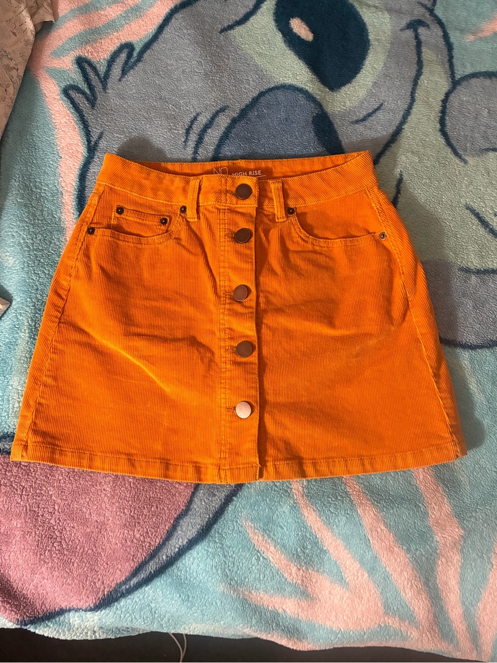 NOBO mustard yellow Button-Front Corduroy Mini Skirt